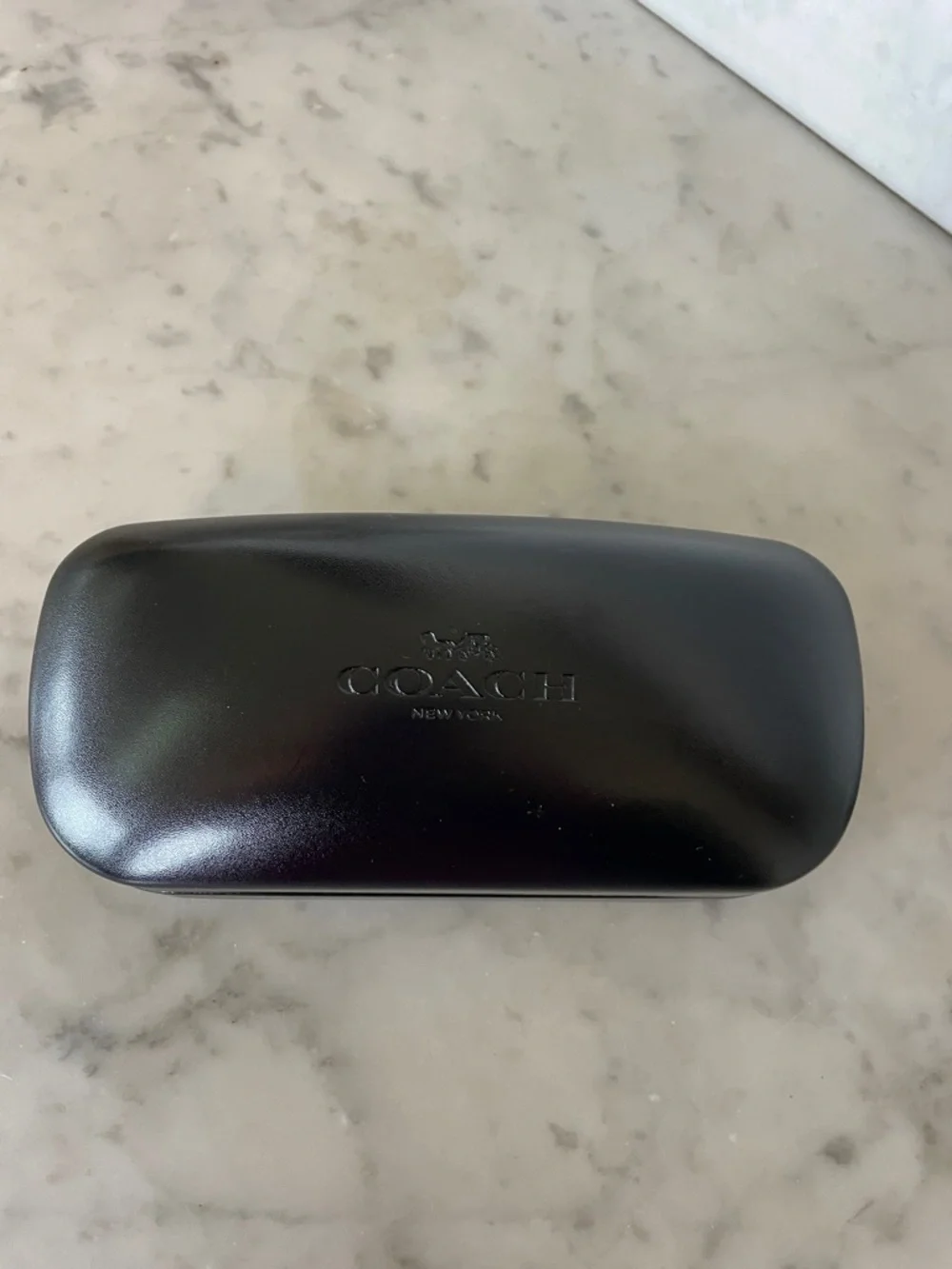 COACH Black and Gold Eyewear Clamshell Case with Cleaning Wipes